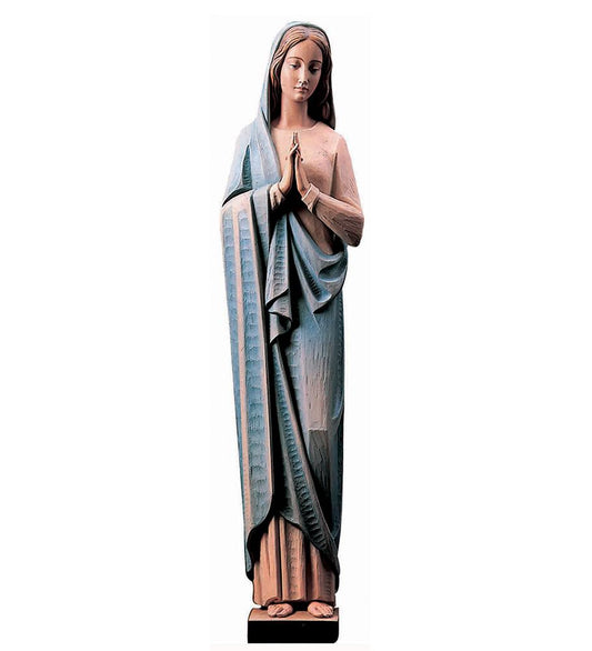 Hand Carved in Linden Wood or Fiberglass Blessed Virgin Statue | Made in Italy