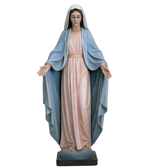 Hand Carved in Linden Wood or Fiberglass Welcoming Virgin Statue | Made in Italy