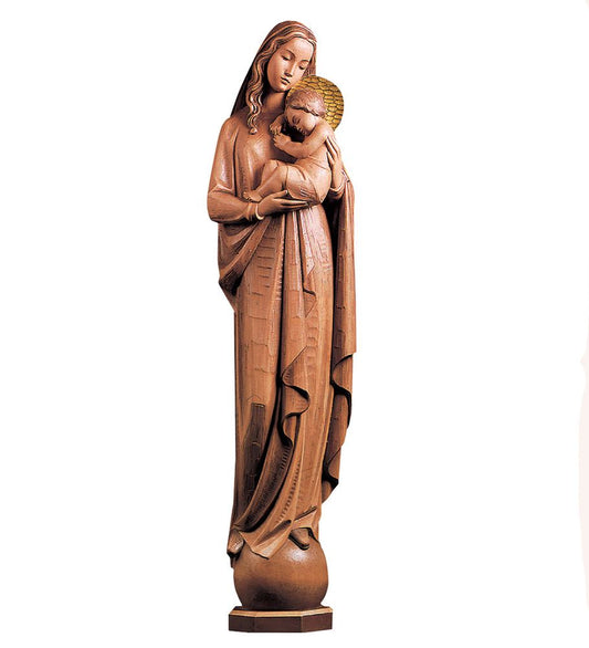 Hand Carved in Linden Wood or Fiberglass Our Lady of the Universe Statue | Made in Italy