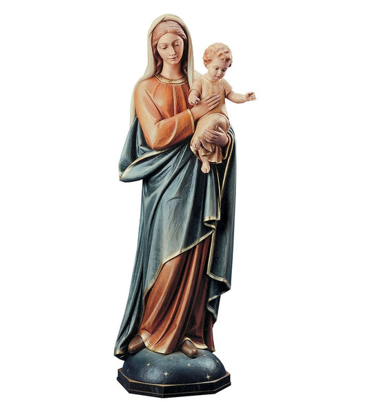 Hand Carved in Linden Wood or Fiberglass Our Lady with Child Statue | Made in Italy