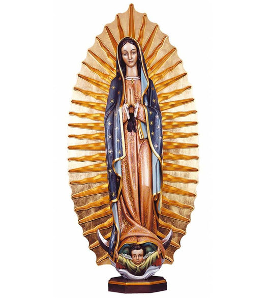 Hand Carved in Linden Wood or Fiberglass Our Lady of Guadalupe