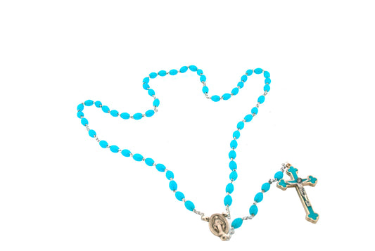 Blue First Communion Rosary 18-1/2''