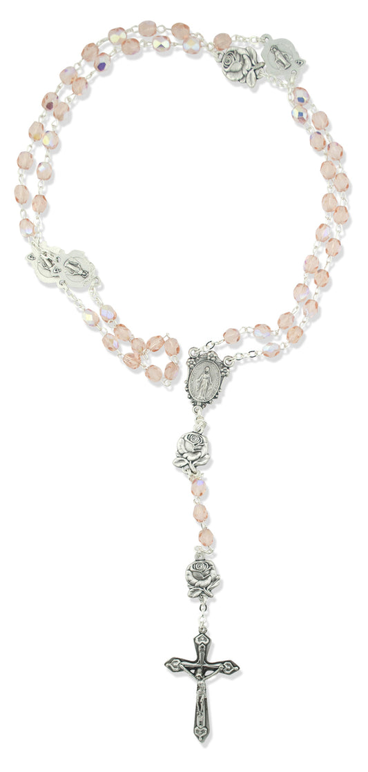 Immaculate Conception Catholic Rosary with Glass Beads (Pink)