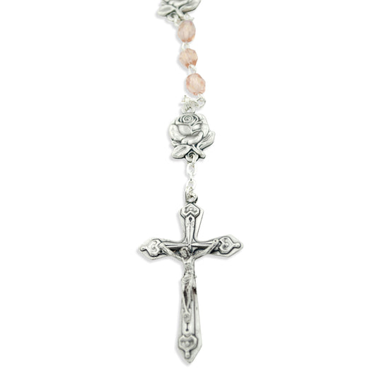 Immaculate Conception Catholic Rosary with Glass Beads (Pink)
