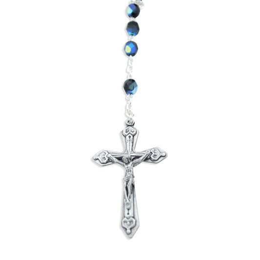 Immaculate Conception Catholic Rosary with Glass Beads (Aurora Borealis)