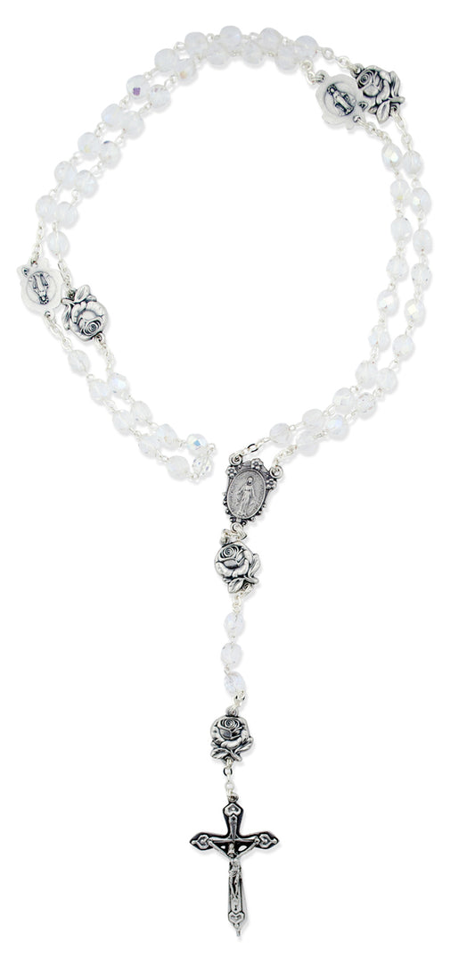 Immaculate Conception Catholic Rosary with Glass Beads (Crystal)