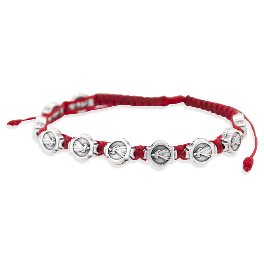 Catholic Adjustable Cord Bracelet with Woven Medals (Divine Mercy)