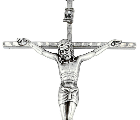 Wall Crucifix with Hammered Silver-Tone Finish - by Venerare