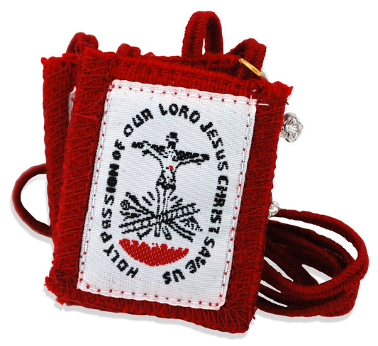 Authentic Catholic Scapular - 100% Wool (Red Passion Scapular)