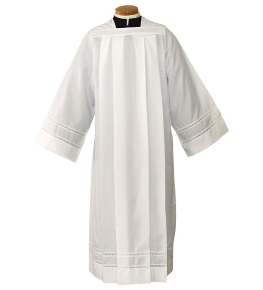 Silky Smooth Poplin Clergy Alb with 1" Lace Bands – Beau Veste, Machine Washable - Large