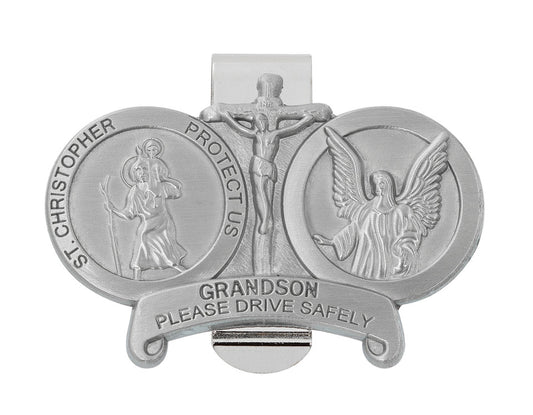 GRANDSON VISOR CAR CLIP WITH ST. CHRISTOPHER