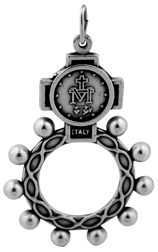 One Decade Rosary Ring with Miraculous Medal
