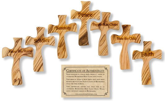 Olive Wood Prayer Cross - Handmade in the Holy Land