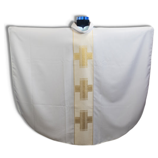 Venerare - 3 Gold Crosses Front & Back, Gold/White