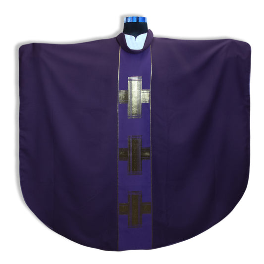 Venerare - 3 Gold Crosses Front & Back, Purple