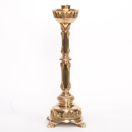 Traditional Fluted Stem Altar Candlestick – Brass Altar Candle Holder with 1-1/2" Socket
