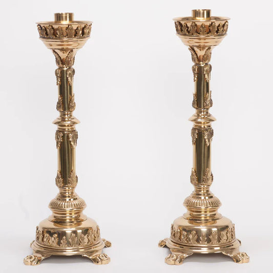 Traditional Brass Smooth Stem Altar Candlestick – Classic Altar Candle Holder with 1-1/2" Socket