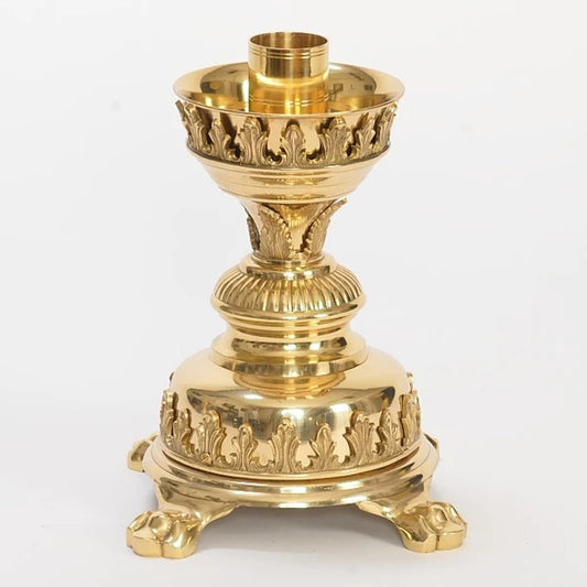 Traditional Short Altar Candlestick – Polished Brass & Lacquered