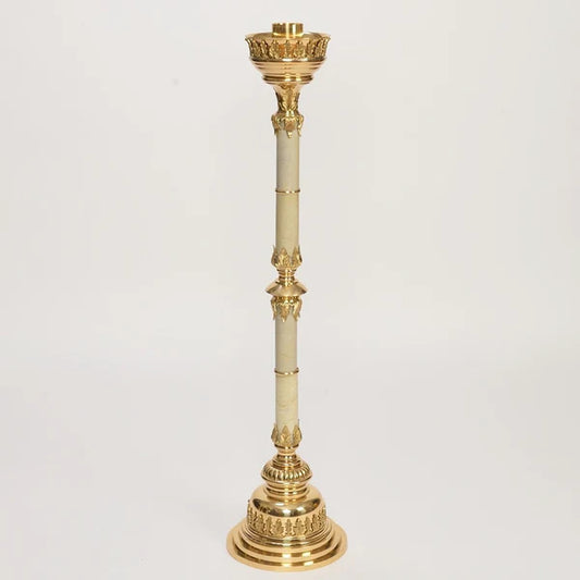 Marble Stem Paschal Candlestick – 48 Inch Tall Brass & Marble Paschal Candle Holder | Polished Finish