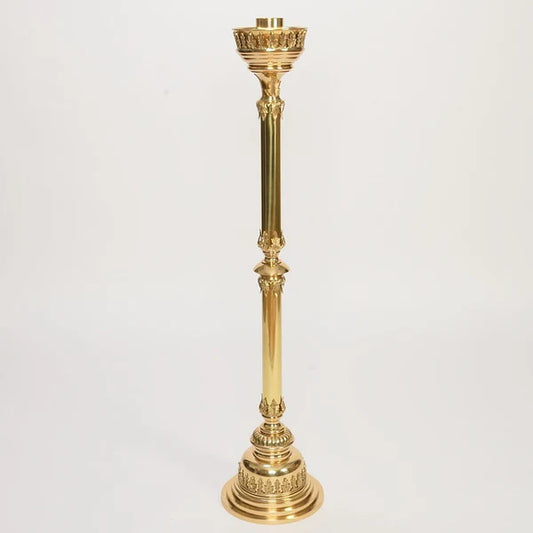 Smooth Stem Paschal Candlestick – 48" Brass Altar Candle Holder with 2-1/2" Socket