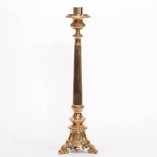 Holy Family Altar Candlestick – Brass Church Candle Holder | Polished & Lacquered