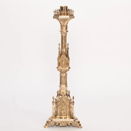 Traditional Brass Altar Candlestick – Polished & Lacquered Church Candle Holder