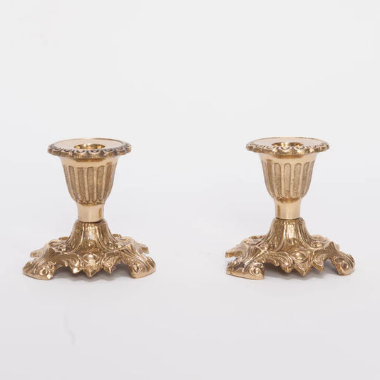 Brass Altar Candlestick | 3 3/4" Height with 7/8" Socket | Traditional Catholic Sanctuary Candle Holder