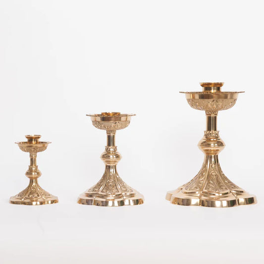 Large Altar Candlestick | 10 1/4" Brass Catholic Altar Candle Holder with 1 1/2" Socket