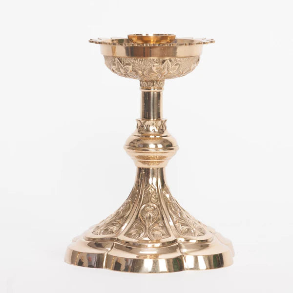 Altar Candlestick | 7 1/2" Solid Brass Catholic Altar Candle Holder with 1" Socket