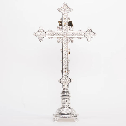 Silver Plated Altar Cross | Gold Plated Corpus with INRI | Matches H-98 Altar Products