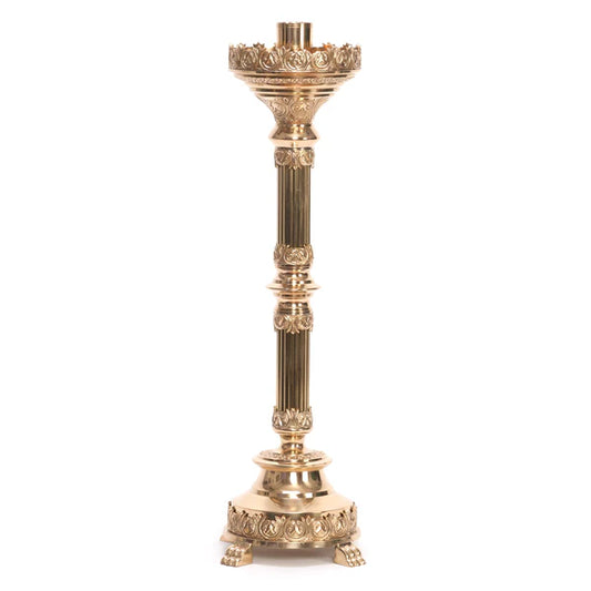 Traditional Ridge Stem Altar Candlestick – 24" Polished Brass and Lacquered