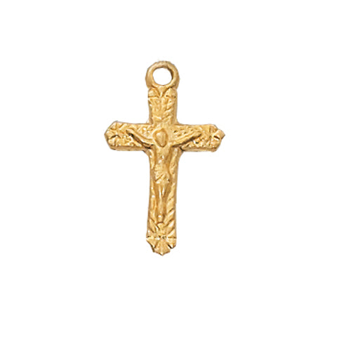 Gold over Sterling Silver Crucifix with 16" Chain