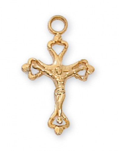 Gold over Silver baby crucifix with 13" Chain