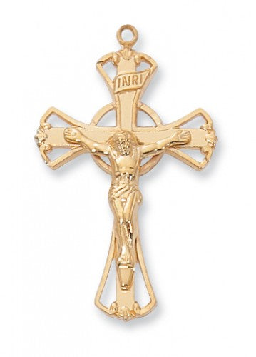 Gold Crucifix over Sterling Silver Corpus with 18" Chain