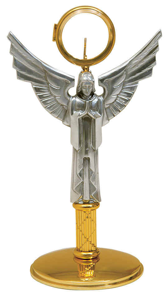 Divine 24k Gold-Plated Monstrance with Angelic Oxidized Silver Design and 2-3/4˝ Acrylic Glass Luna
