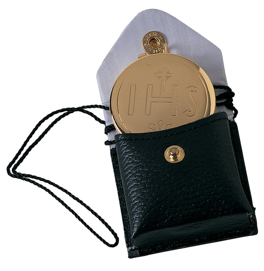 24k Gold Plated Pyx & Burse with IHS Design, 7 Host Capacity for Eucharistic Ministry