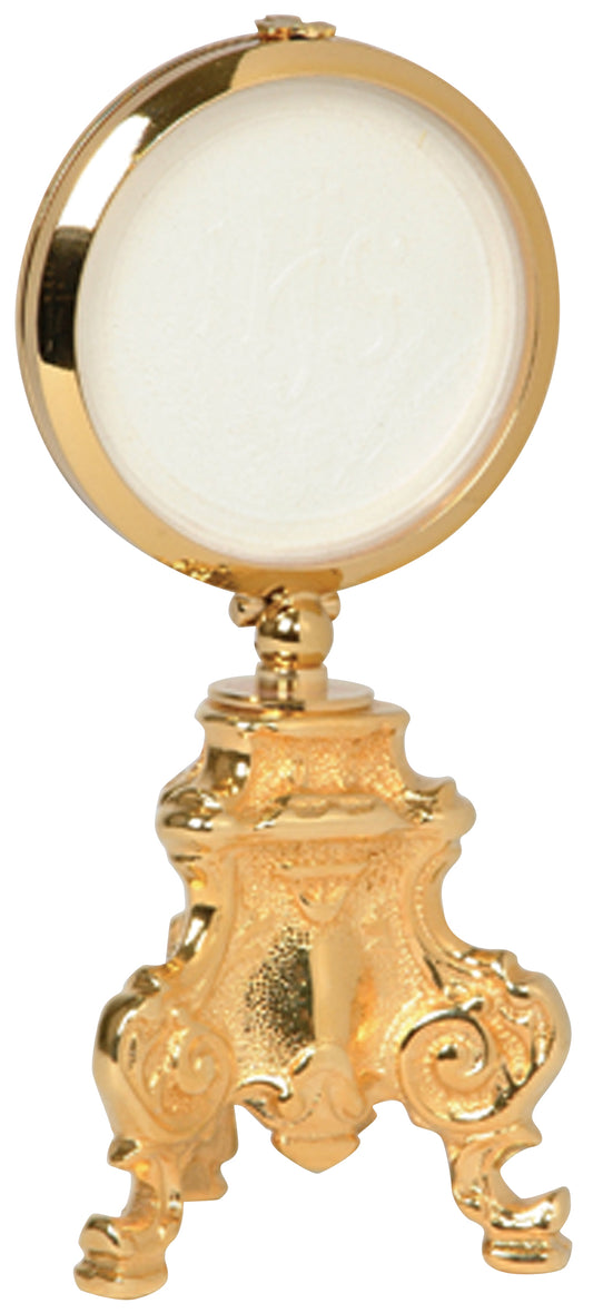 "Radiant 24k Gold-Plated Monstrance with Fixed 2-3/4˝ Luna and Elegant Cast Base"