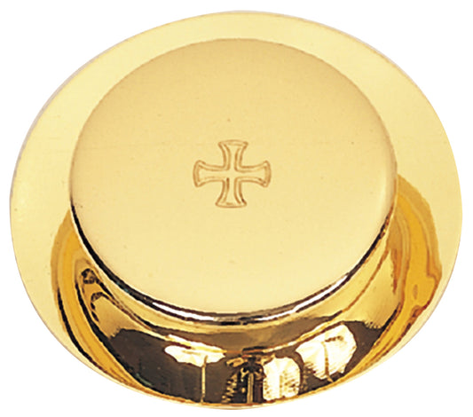 Exquisite 24k Gold Plated Paten Pyx & Burse, 25 Host Capacity with Zipper Burse