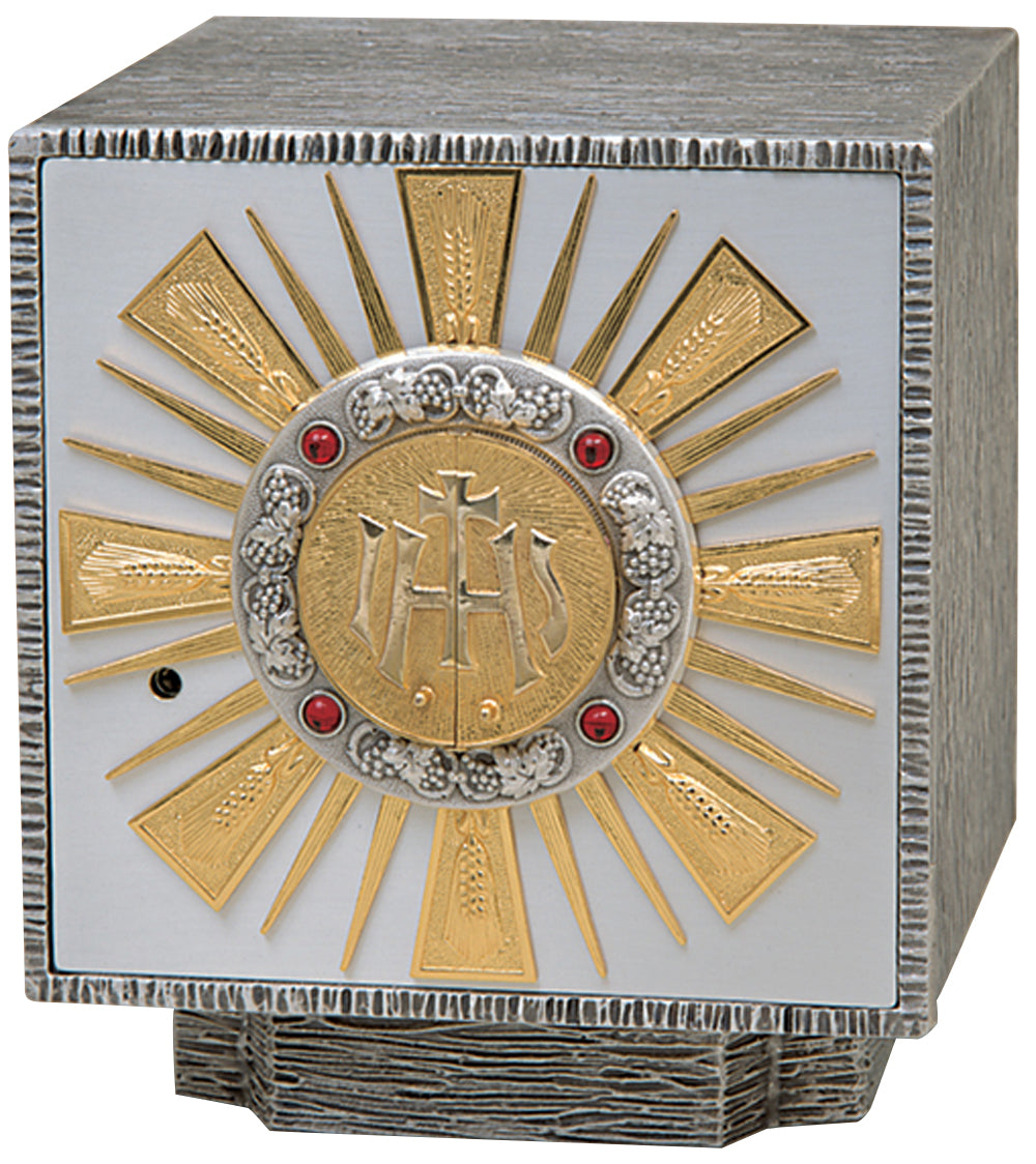 Radiant Dawn: Oxidized Silver with Gold Rays and Ruby Accents