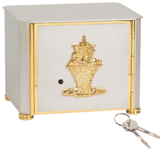 Sovereign Luxe Satin Silver-Plated with 24K Bright Gold Detailing, Basket Weave Design, and Vault Lock Interior
