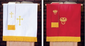 Red/White Pulpit Scarf with Fringe