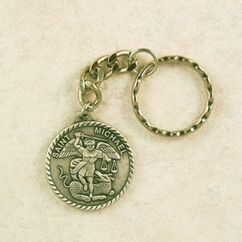 PEWTER ST MICHAEL KEYRING