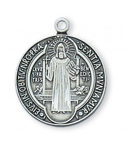 STERLING SILVER ST. BENEDICT 18" CH&BX