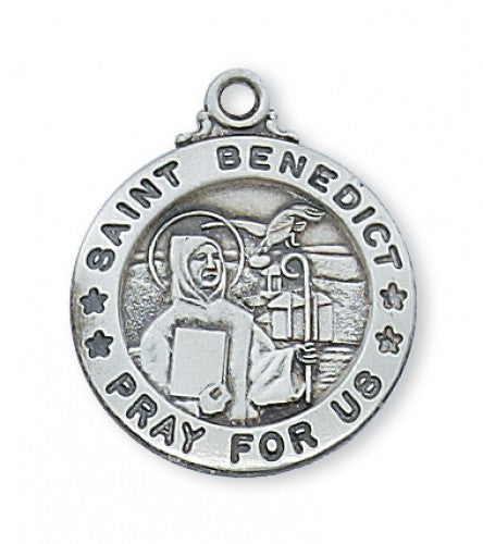 ST. BENEDICT MEDAL ON 20" CHAIN STERLING SILVER MEDAL