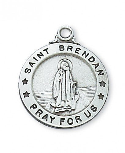 St. Brendan Medal Necklace – Patron Saint of Sailors & Travelers – 20-Inch Chain & Gift Box