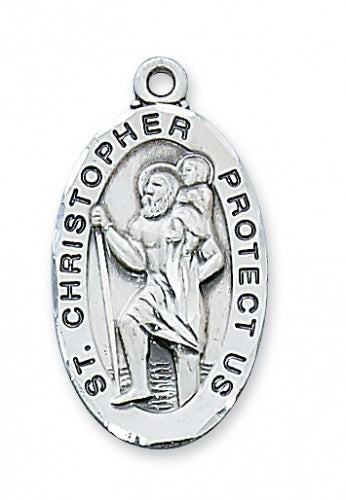SS OVAL ST CHRIS 24 CHAIN&BOX"