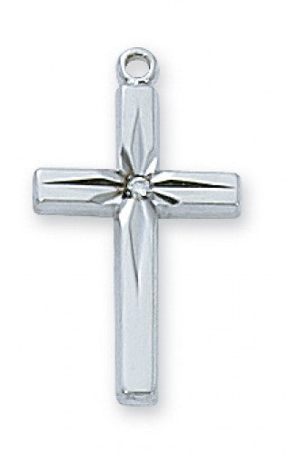 SS CZ CROSS W/ 18CH & BX"