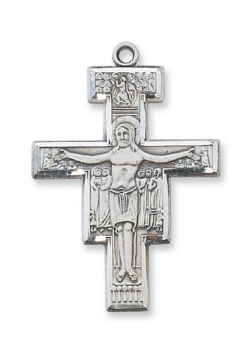 SAN DAMIANO CRUCIFIX CROSS ON 20" CHAIN GIFT BOXED!