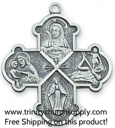 4-WAY MEDAL STERLING SILVER WITH GIFT BOX. FREE SHIPPING!