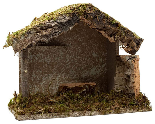 Nativity Creche Stable, | Realistic Moss, Hay, Wood and Fabric | 8.5" x 10"